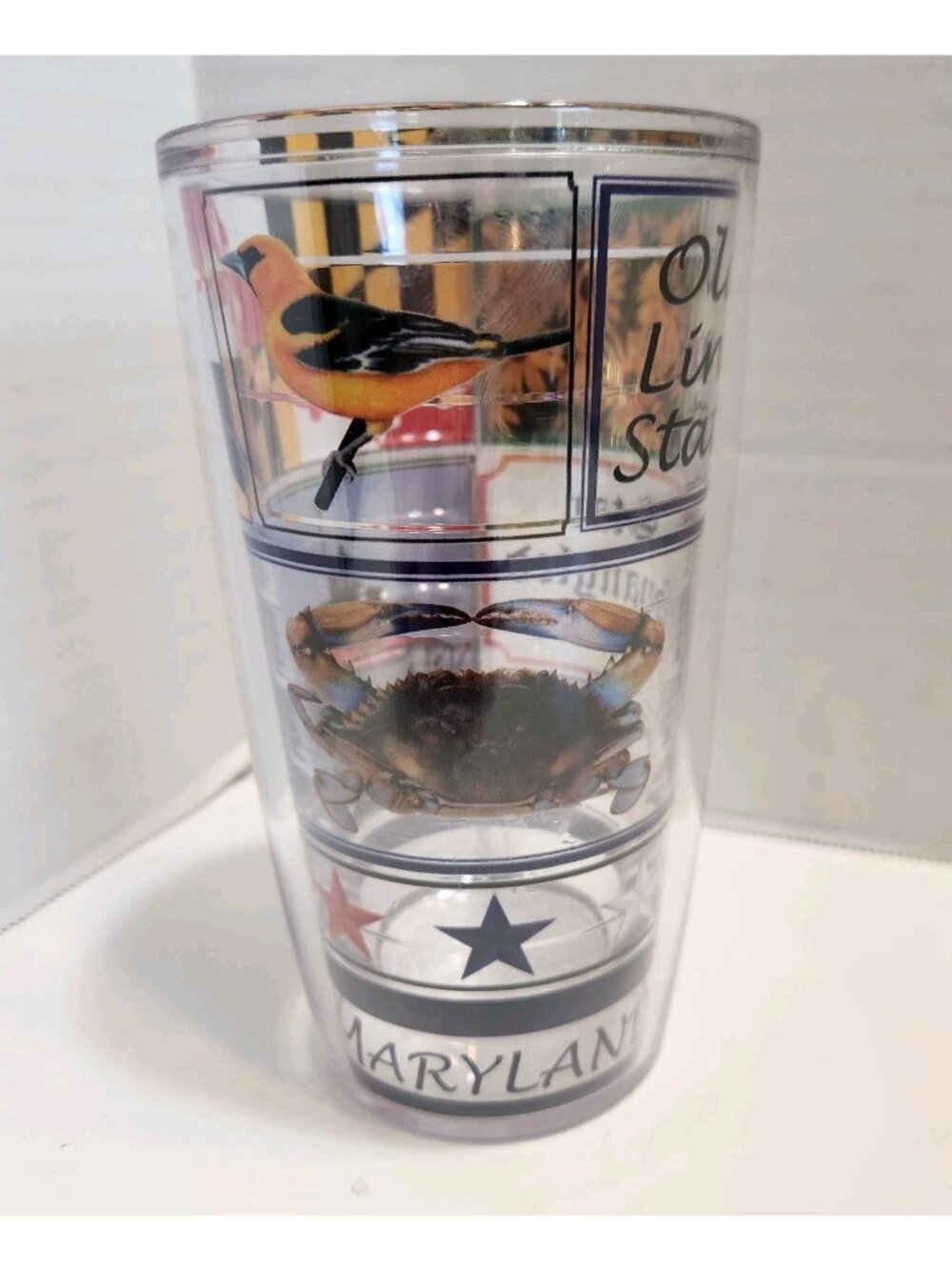 Maryland State Plastic Drink Tumbler W/state Flag  Crab Oriole Maryland Themed